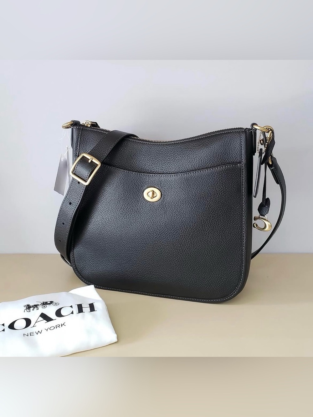 COACH Black Pebble Leather Chaise Crossbody Bag - With Dust Bag, Great Condition